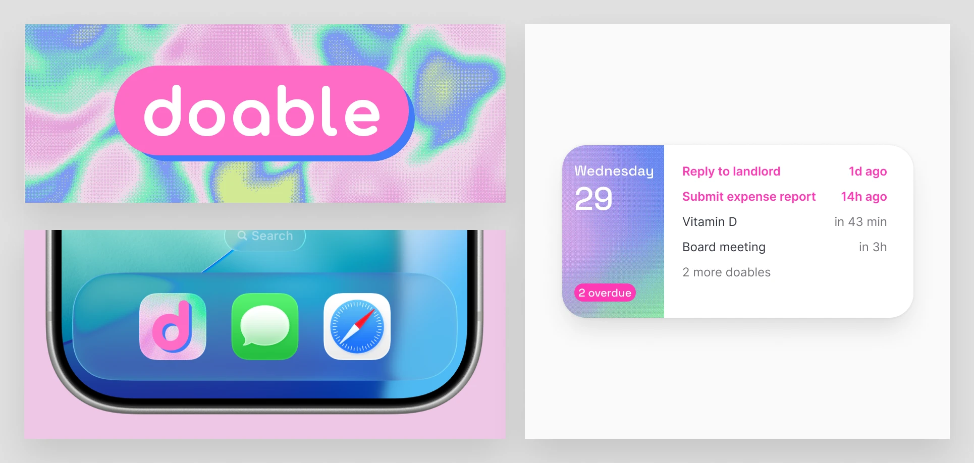 The Doable reminder app shown at a glance